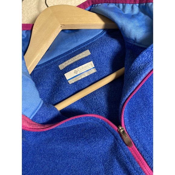 Women’s Columbia Omni-Wick Zip Neck Long Sleeve Blue Fleece Sweater Jacket Sz LG - Picture 2 of 13